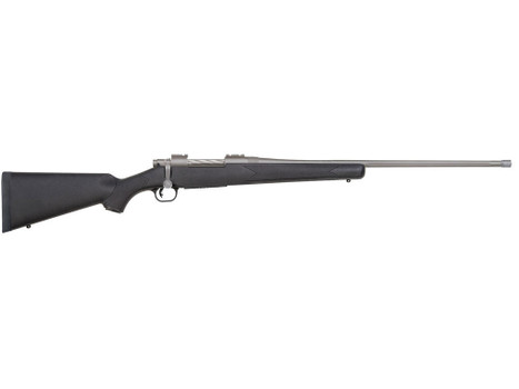 Mossberg 28261 Patriot Full Size 7mm PRC 3+1 24" Stainless Cerakote Fluted Threaded Barrel, Drilled & Tapped Stainless Cerakote Receiver, Black Fixed Synthetic Stock