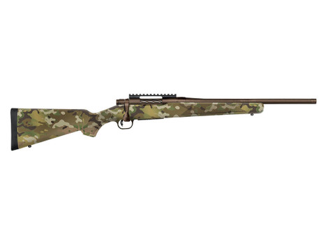 Mossberg 28275 Patriot Compact 22-250 Rem 5+1 18" Patriot Brown Cerakote Threaded Bull Barrel, Patriot Brown Cerakote Steel Receiver w/Picatinny Rail, MultiCam Fixed Synthetic Stock