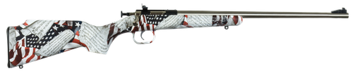 Crickett KSA3168 Youth  22 LR 1rd 16.12" Stainless Steel Barrel, Fixed Front/Adjustable Rear Peep Sights, American Flag/Amendment Synthetic Stock w/11.5" LOP, Rebounding Firing Pin Safety             