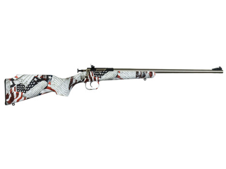 Crickett KSA3168 Youth 22 LR 1rd 16.12" Stainless Steel Barrel, Fixed Front/Adjustable Rear Peep Sights, American Flag/Amendment Synthetic Stock w/11.5" LOP, Rebounding Firing Pin Safety