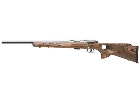 Savage Arms 96210 93R17 BTVLSS Full Size 17 HMR 5+1 21" Satin Heavy Button Rifled Barrel, Satin Drilled & Tapped Stainless Steel Receiver, Natural Brown Thumbhole Laminate Stock, Left Hand