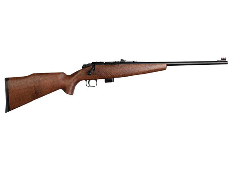 Crickett KSA20411 Model 722 Sporter Compact Youth 22 LR 7+1 16.25" Blued Barrel & Receiver, Fixed Front/Adjustable Rear Sights, Walnut Stock w/13.5" LOP, Rebounding Firing Pin Safety