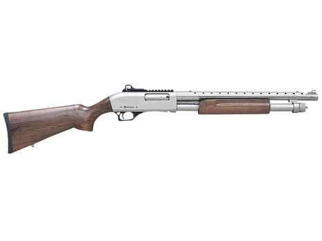 Citadel FRMN1220NKL Mariner 12 Gauge Pump 3" 4+1 18.50" Nickel Full Heat Shield Barrel, Nickel Picatinny Rail Stainless Steel Receiver, Fixed Walnut Wood Stock
