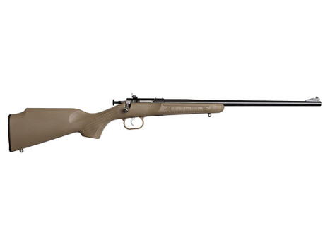 Crickett KSA2235 Youth 22 LR 1rd 16.12" Blued Barrel & Receiver, Fixed Front/Adjustable Rear Peep Sights, Desert Tan Synthetic Stock w/11.5" LOP, Rebounding Firing Pin Safety