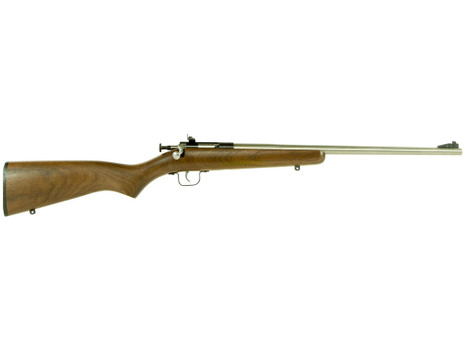 Crickett KSA3238 Youth 22 LR 1rd 16.12" Stainless Steel Barrel, Fixed Front/Adjustable Rear Peep Sights, Walnut Stock w/11.5" LOP, Rebounding Firing Pin Safety