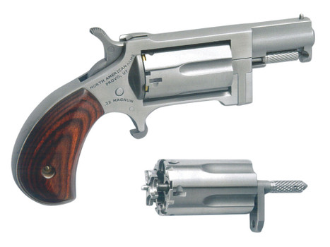 North American Arms SWC Sidewinder Conversion 22 LR/22 WMR 5 Shot 1.50" Stainless Steel Barrel, Frame & Cylinder, Rosewood Birdshead Grip, Exposed Hammer