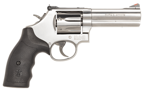 Smith & Wesson 164194 Model 686 Plus 357 Mag or 38 S&W Spl +P Stainless Steel 4.12" Barrel, 7 Shot, Satin Stainless Steel L-Frame, Red Ramp Front/White Outline Rear Sights, Internal Lock              