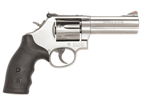 Smith & Wesson 164194 Model 686 Plus 357 Mag or 38 S&W Spl +P Stainless Steel 4.12" Barrel, 7 Shot, Satin Stainless Steel L-Frame, Red Ramp Front/White Outline Rear Sights, Internal Lock