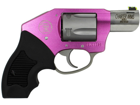 Charter Arms 53831 Undercover Lite Pink Lady Small 38 Special, 5 Shot 2" Stainless Steel Barrel & Cylinder, Pink Aluminum Frame w/Black Finger Grooved Rubber Grip, Concealed Hammer