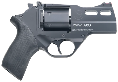 Chiappa Firearms 340289 Rhino 30DS  Small Frame 357 Mag 6 Shot, 3" Black Anodized Steel Vent Rib Barrel, Blued Steel Cylinder, Black Anodized Aluminum Frame, Black Rubber Grip, Concealed Hammer       