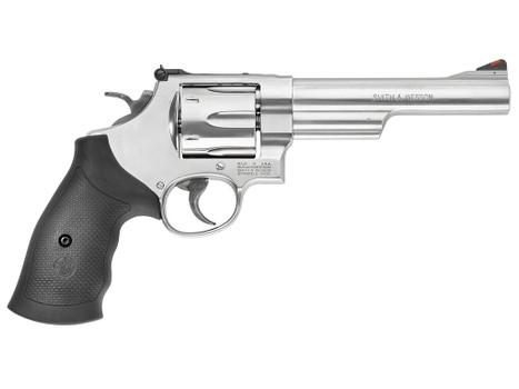 Smith & Wesson 163606 Model 629 44 Rem Mag or 44 S&W Spl Stainless Steel 6" Barrel & 6rd Cylinder, Satin Stainless Steel N-Frame, Red Ramp Front/White Outline Rear Sights