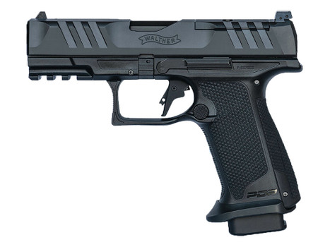 Walther Arms 4797055 PDP F-Series Pro E 9mm Luger 18+1 4" Black Steel Barrel, Black Optic Ready/Serrated Steel Slide, Black Polymer Frame w/Picatinny Rail, Interchangeable Backstrap Grip
