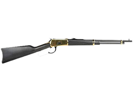 Heritage Mfg H9204418G 92 44 Mag 8+1 18" Black Alloy Steel Barrel, Gold PVD Stainless Steel Receiver, Hardwood Fixed Stock