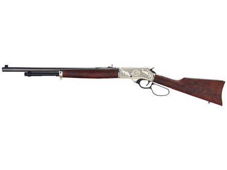 Henry H010BGWL Wildlife 45-70 Gov 4+1 22" Blued Octagon, Polished Brass Engraved Rec, American Walnut Furniture, Large Loop Lever, Adj. Brass Bead Sight