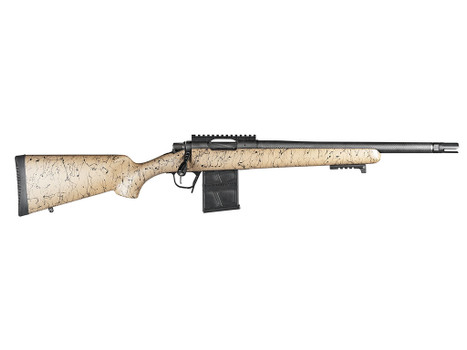 Christensen Arms 8010612000 Ridgeline Scout Full Size 308 Win 4+1, 16" Black Nitride Steel Threaded Barrel, Black Nitride Aluminum Receiver, Tan w/Black Webbing Fixed Sporter Stock