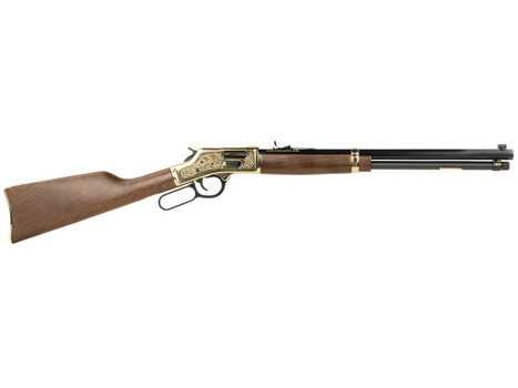 Henry H006GD Side Gate Deluxe 44 Mag/44 Special 10+1 20" Blued Octagon Barrel, Engraved Polished Brass Rec, Semi-Fancy American Walnut Stock, Adj. Sight