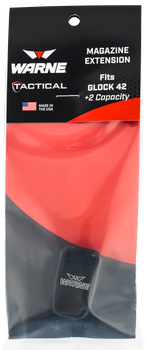 Warne MEG422BLK Magazine Extension  made of 6061-T6 Aluminum with Hardcoat Anodized Black Finish for Glock 42 Magazines (Adds 2rds)                                                                     