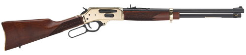 Henry H02435 Side Gate  Full Size 35 Rem 5+1 20" Blued Steel Barrel, Brass Polished Drilled & Tapped Brass Receiver, American Walnut Fixed Stock, Right Hand                                            