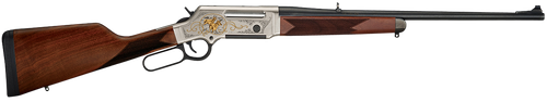 Henry H014WL243 Long Ranger Wildlife Full Size 243 Win 4+1 20" Blued Steel Barrel, Engraved Nickel-Plated w/24K Gold Inlay Steel Receiver, American Walnut Stock Right Hand                             