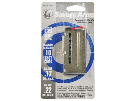 Savage Arms 90019 93 Series 10rd 17 HMR/22 WMR Stainless Steel