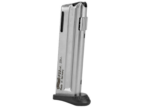Walther Arms 512604 P22 10rd Detachable w/Finger Rest 22 LR Black Steel