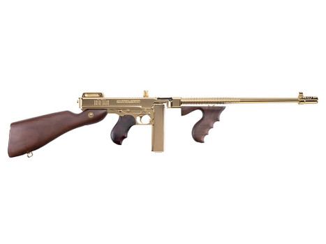 Thompson T150DTG 1927A-1 Deluxe 45 ACP Caliber with 16.50" Barrel, 20+1 Capacity (Stick), 50+1 Capacity (Drum), Titanium Gold Metal Finish, American Walnut Stock Wood Grip Right Hand