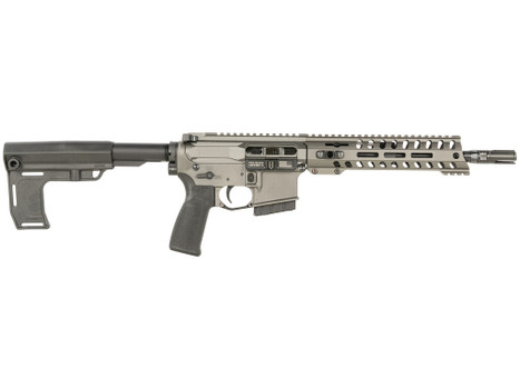 Patriot Ordnance Factory 2173 P15 Constable 5.56 NATO 30+1 10.50" M-LOK Handguard, Tungsten Cerakote Aluminum Receiver w/Picatinny Rail, Black Polymer MFT Blade Stabilizer, MFT Grip
