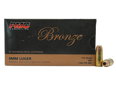 PMC 9B Bronze 9mmLuger 115gr Jacketed Hollow Point 50 Per Box/20 Case