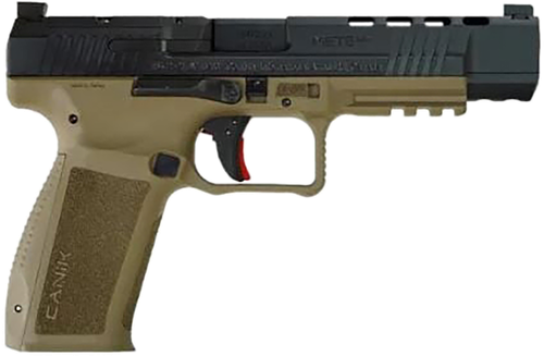 Canik HG6651N Mete SFx  9mm Luger 10+1 5.20" Black Nitride Match Grade Barrel, Black Optic Ready/Serrated Steel Slide, Flat Dark Earth Polymer Frame w/Picatinny Rail, Aggressive Texture Grip          