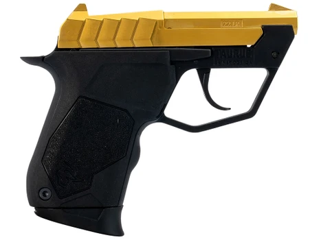 Taurus 1-22TUC13G 22TUC Micro-Compact Frame 22 LR 9+1 2.50" Polished Gold PVD Steel Tip-Up Barrel, Gold PVD Serrated Stainless Steel Slide, Black Polymer Frame, Black Polymer Grip