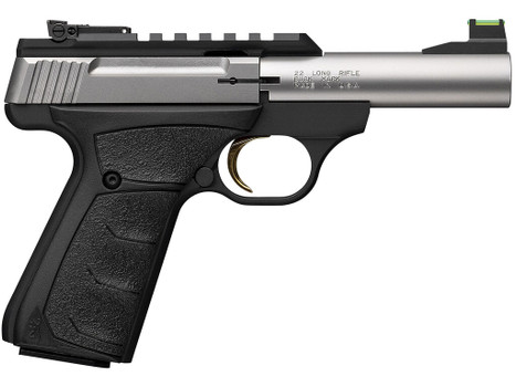 Browning 051605490 Buck Mark Plus Micro Bull 22 LR 10+1 4" Stainless Bull Barrel, Stainless Serrated Slide w/Picatinny Rail, Matte Black Alloy Steel Frame, Black Overmolded UFX Grip