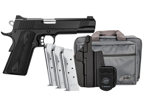 Kimber Mfg.,inc 3700812 Custom LW Club Bundle 45ACP 7+1 5" Front Serrations Stainless Slide KimPro Black F/S Rubber Grip