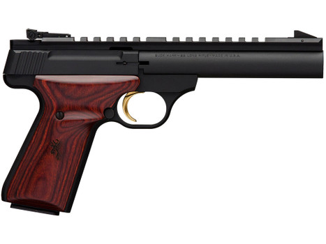 Browning 051528490 Buck Mark Field Target 22 LR 10+1 5.50" Matte Blued Heavy Bull Barrel, Matte Black Serrated w/Picatinny Rail Slide & Aluminum Frame w/Laminate Cocobolo Target Grip
