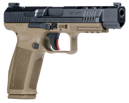 Canik HG5635N Mete SFx Full Size Frame 9mm Luger 20+1/18+1, 5.20" Black Match Grade Barrel Black Nitride Serrated Steel Slide, Flat Dark Earth Polymer Frame w/Picatinny Rail, Ambidextrous             