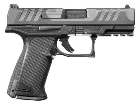 Walther Arms 2842734 PDP F-Series 9mm Luger 15+1 4" Black Steel Barrel, Black Optic Ready/Serrated Slide, Black Polymer Frame w/Picatinny Rail, Black Performance Duty Texture Grips, Ambidextrous
