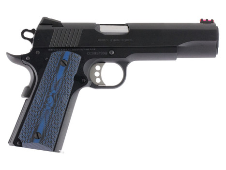 Colt Mfg O1970CCS Competition Government 45 ACP 8+1 5" Stainless National Match Barrel, Blued Serrated Carbon Steel Slide & Frame w/Beavertail, Blue Scalloped G10 Grip, Ambidextrous