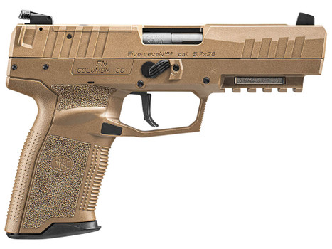 FN 66101275 Five-seveN MRD 5.7x28mm 4.80" Barrel 20+1, Flat Dark Earth Polymer Frame With Mounting Rail & Serrated Trigger Guard, Optic Cut FDE Steel Slide, No Manual Safety, Optics Ready