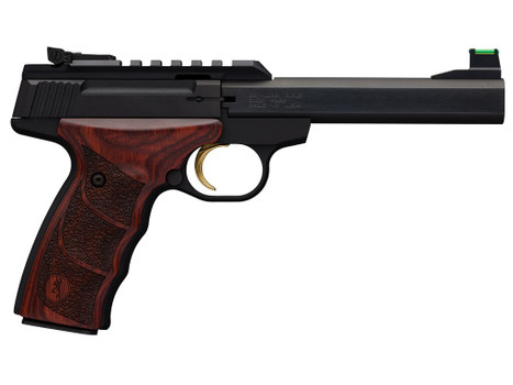 Browning 051533490 Buck Mark Plus 22 LR 10+1 5.50" Slab Side Barrel Matte Black Serrated Steel/Optic Ready Slide & Aluminum Frame Rosewood Finger Grooved Ultragrip DX Grip