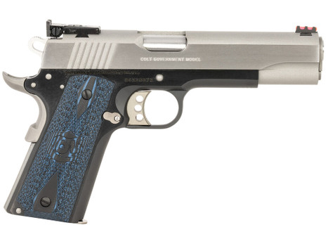 Colt Mfg O5970GCLTT Gold Cup Lite 45 ACP 8+1 5" Stainless National Match Barrel, Brushed Stainless Serrated Slide, Black/Stainless Stainless Steel Frame w/Beavertail, Blue Scalloped Checkered G10 Grip