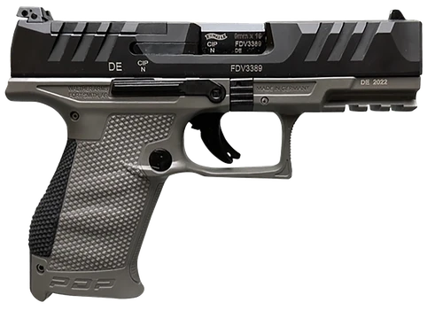 Walther Arms 2858436 PDP  Compact Frame 9mm Luger 15+1 4" Black Steel Barrel, Black Optic Ready/Serrated Steel Slide, Gray Polymer Frame w/Picatinny Rail, Textured Polymer Grip, Ambidextrous          