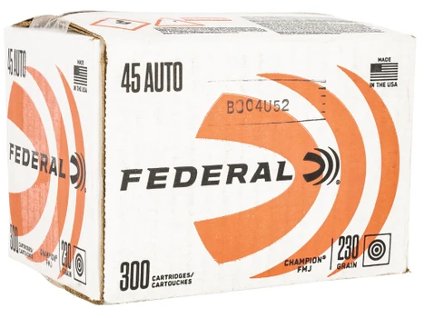 Federal C45230A300 Champion Training 45ACP 230gr Full Metal Jacket 300 Per Box/1 Case *Loose