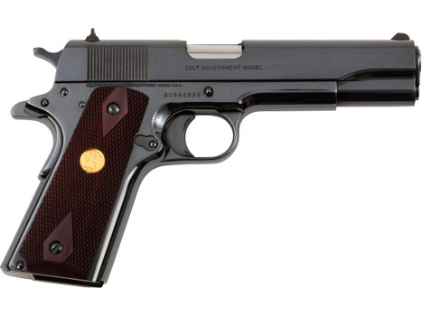 Colt Mfg O1911CRB 1911 Government 45 ACP 7+1 5" Stainless National Match Barrel, Polished Blued Serrated Steel Slide & Frame w/Beavertail, Wood Grip