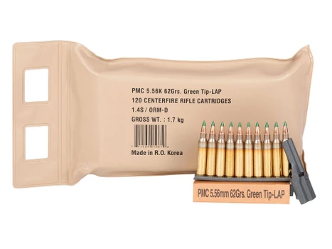PMC 556(M55)BP X-Tac Battle Pack 5.56x45mmNATO 62gr Light Armor Piercing Green Tip 120 Per Box/5 Case