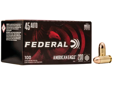 Federal AE45A100 American Eagle Handgun 45ACP 230gr Full Metal Jacket 100 Per Box/5 Case