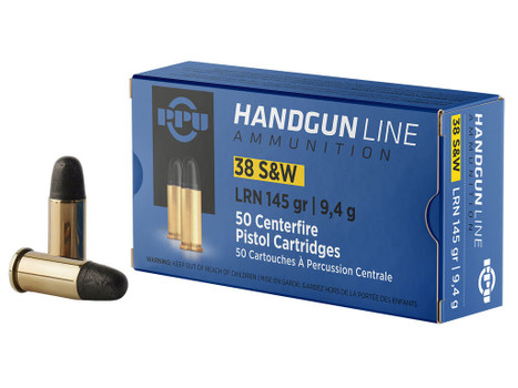 PPU PPH38SW Handgun 38S&W 145gr Lead Round Nose 50 Per Box/20 Case