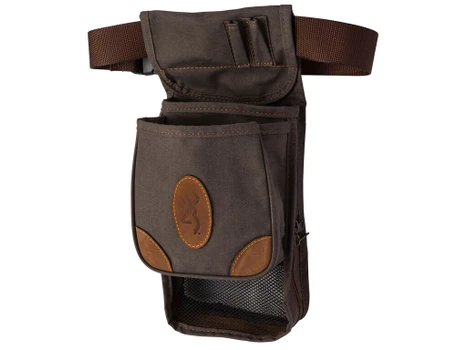 Browning 121388693 Lona Deluxe Shell Pouch Flint Canvas/Leather Belt Mount Adjustable