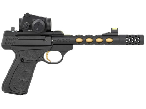 Browning 051582490 Buck Mark Vision SR 22 LR 10+1 5.90" Black Anodized/Gold Cerakote Ported Threaded Barrel, Matte Black Serrated Slide & Aluminum Frame, Vortex Crossfire Red Dot