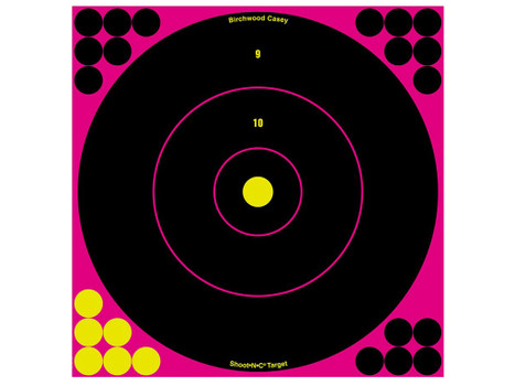 Birchwood Casey 34027 Shoot-N-C Reactive Target Self-Adhesive Paper Black/Pink 12" Bullseye 5 Pack