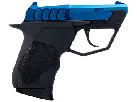 Taurus 1-22TUC13BL 22TUC Micro-Compact Frame 22 LR 9+1 2.50" Polished Blue PVD Steel Tip-Up Barrel, Blue PVD Serrated Stainless Steel Slide, Black Polymer Frame, Black Polymer Grip