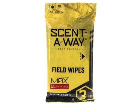 Scent-A-Way 07795 Max Field Wipes Odor Eliminator Odorless Scent Pkg of 24